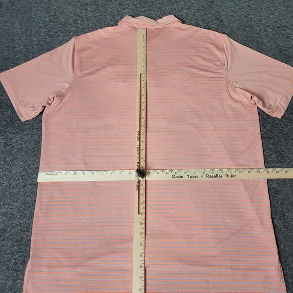Peter Millar Summer Comfort Men's Golf Polo Shirt Size XL Orange Striped - Picture 9 of 11